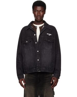 we11done '1506' Logo Loose-Fit Trucker Denim Jacket - Black