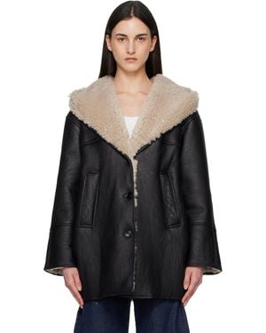 Alaïa Hooded Shearling Parka Jacket - Black