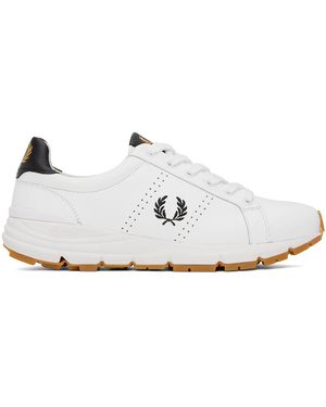 Fred Perry White B723 Trainers - Black