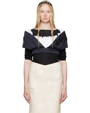 ShuShu/Tong Patchwork Short Blouse - Black