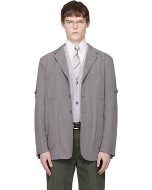 Thom Browne Cotton Suiting Armband Unconstructed Blazer - Grey