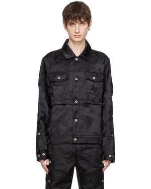 Feng Chen Wang Dragon Jacquard Convertible Jacket - Black