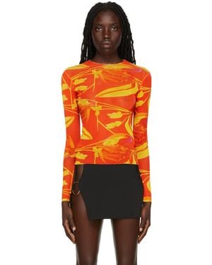 Louisa Ballou Orange Printed Long Sleeve T-shirt