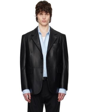 Tonywack Single-Breasted Leather Blazer - Black