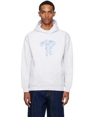 Dime グレー Embroidered Fighter フーディ - ホワイト