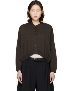 Cordera Cardigan Brun En Coton Et Cachemire - Noir