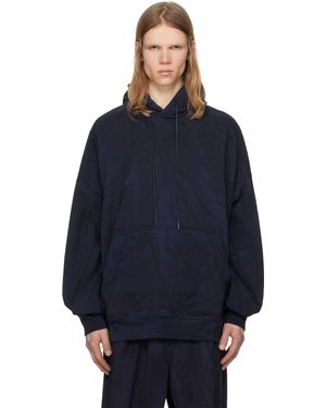 Juun.J Pull À Capuche Teint Bleu Marine