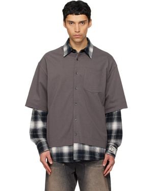 we11done Check Layered Shirt - Grey