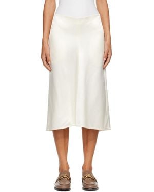 Bottega Veneta Shiny Cupro Midi Skirt - White