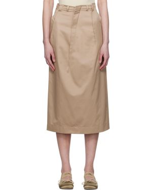 MM6 by Maison Martin Margiela ベージュ ライト コットンツイル ダーツ ミディアムスカート - ナチュラル