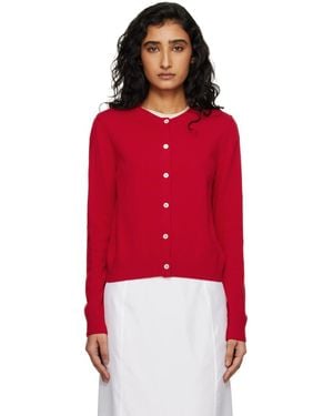 DUNST Cardigan Rouge En Tricot À Col Ras Du Cou