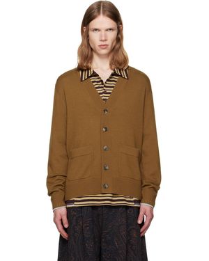 Dries Van Noten Khaki Merino Wool Cardigan - Brown