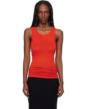 Jil Sander Lightweight Technical Wool Jersey Tank Top - Red