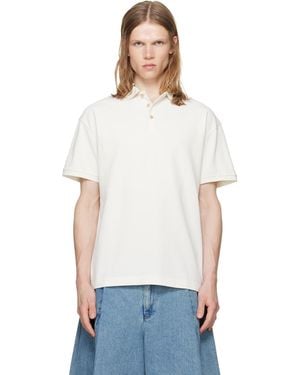 Palm Angels Off- Neck Logo S/S Polo - White