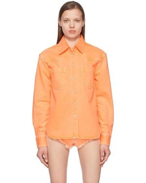 Palm Angels Orange Denim Shirts