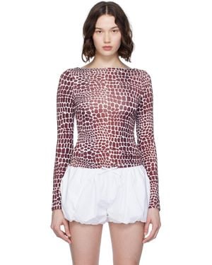 Miaou T-Shirt Amelia Blanc Et Bourgogne - Rouge
