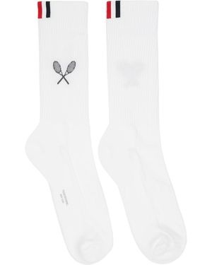 Thom Browne Tennis Racquet Athletic Socks - White