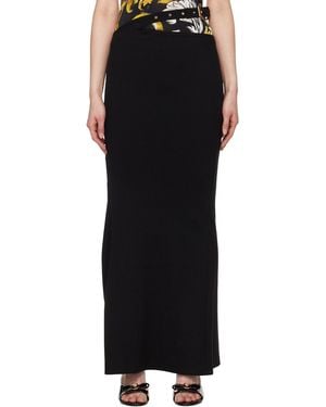 Versace Jeans Couture Baroque Buckle Ribbed Maxi Skirt - Black
