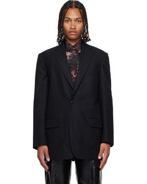 Dries Van Noten Herringbone Wool Blazer - Black