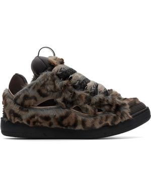 Lanvin Baskets Curb Grises En Fourrure Synthétique - Noir
