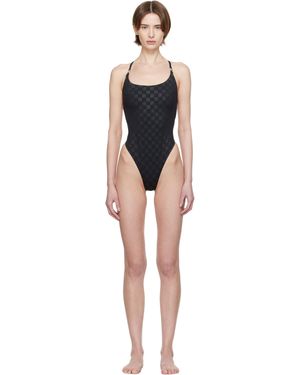MISBHV Maillot De Bain Une Pièce Noir À Monogrammes