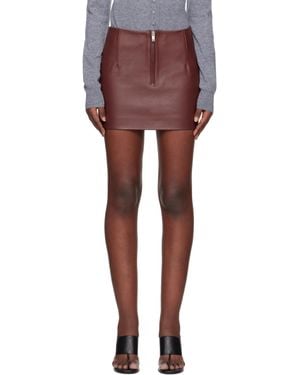 REMAIN Birger Christensen Burgundy Bonded Leather Miniskirt - Red