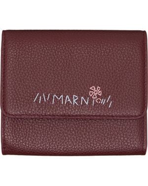 Marni Burgundy Mending' Leather Flap Card Holder - Purple