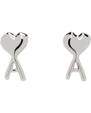 Ami Paris Ami De Coeur Hammered Earrings - Black