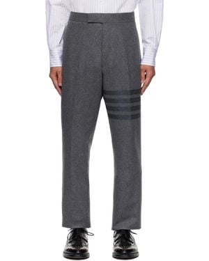 Thom Browne Plain Weave 4-Bar Pants - Grey