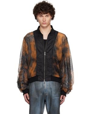 ANDERSSON BELL Double Layer Mesh Bomber Jacket - Black