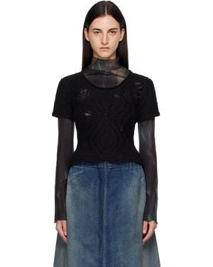 ANDERSSON BELL Cap Sleeve Jumper Layered T-Shirt - Black