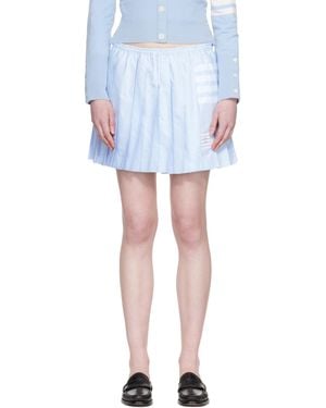 Thom Browne Oxford 4-Bar Drawstring Pleated Miniskirt - Blue