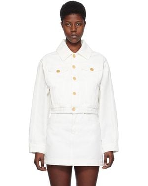 Balmain Cropped Denim Jacket - White
