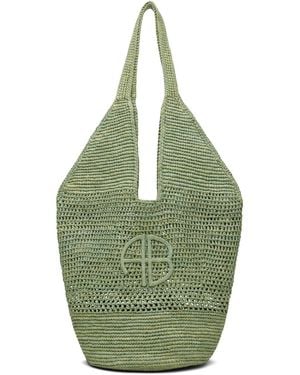 Anine Bing Leah Logo Raffia Bag - Green