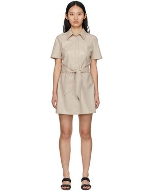 Nanushka Taupe Halli Shirt Vegan Leather Dress - Black