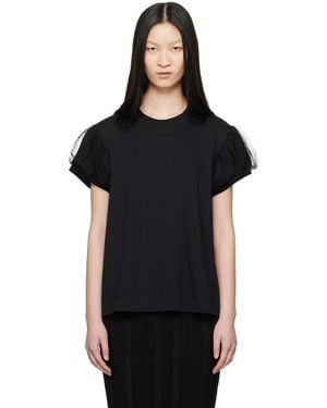 Simone Rocha Tulle Overlay Puff Sleeve T-Shirt - Black