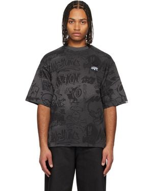 Aape By A Bathing Ape T-Shirt Noir À Logos Moonface