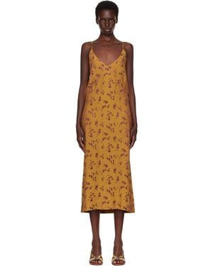 Dries Van Noten Tan Jacquard Midi Dress - Brown