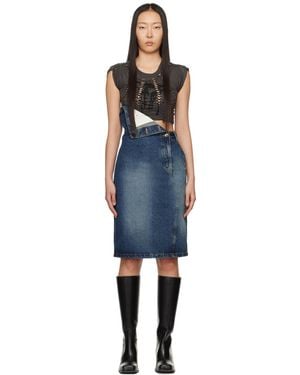 lesugiatelier Folded Denim Midi Skirt - Black
