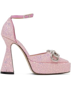 Mach & Mach Double Bow Platform Heels - Pink