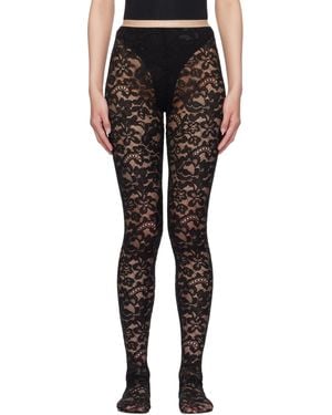 Valentino Rebrodé Lace Tights - Black