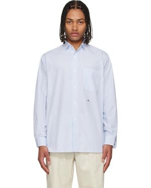 Nanamica Regular Collar Stripe Wind Shirt - White