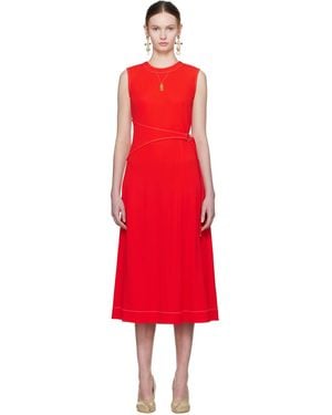 Tory Burch Belted Jersey Midi Dress - Red