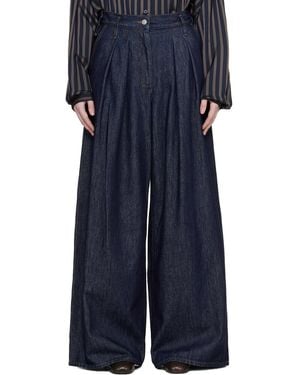 Dries Van Noten Wide Pleated Jeans - Blue