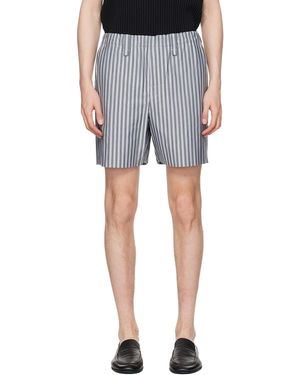 Homme Plissé Issey Miyake Stripe Jersey Shorts - Blue