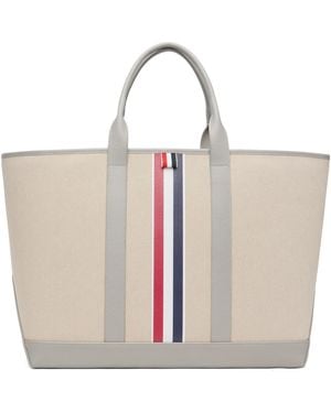 Thom Browne Rwb Stripe Medium Tool Tote - Natural