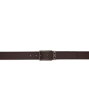 Ferragamo Burgundy & Adjustable Reversible Belt - Black