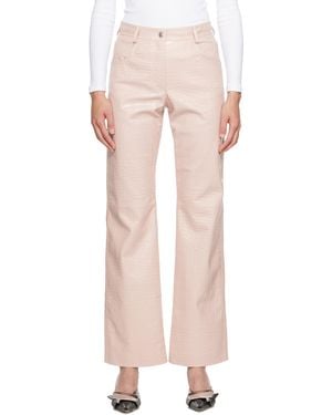 MSGM Pink Straight-leg Faux-leather Pants - Multicolor