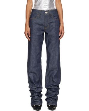 SECONDA Straight Leg Denim Raw Jeans - Blue