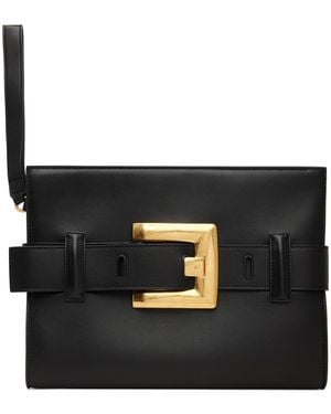 Balmain Anthem Smooth Leather Clutch - Black